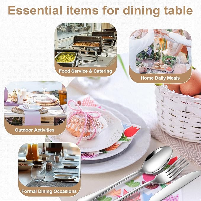 Lazycorner Silverware Set 30 Piece Stainless Steel Flatware Set Silverware Utensils for 6 People Includes Forks Knives Spoons & Salad Forks Dishwasher Safe for Home Restaurant or Outdoor Use