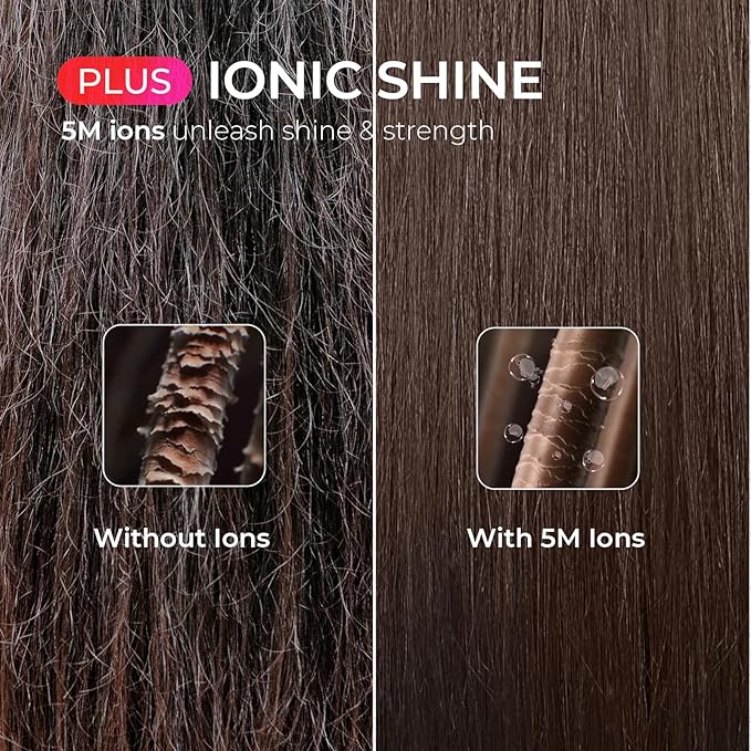TYMO Ring Plus Ionic Hair Straightener Brush - Straightening Comb with Negative Ions for Women, Titanium Coating, 9 Temp Settings & LED Display, Dual Voltage, Professional Styling Tools, Gold Blush