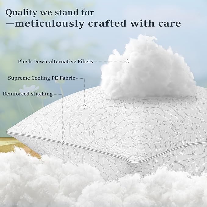 COZSINOOR King Size Bed Pillows - Breathable Premium Down Alternative Pillows Set of 2 for Side, Back, and Stomach Sleepers Cooling Hotel Quality Fluffy Soft Microfiber Fill Skin-Friendly