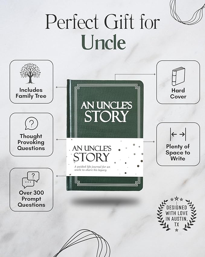Uncle's Life Story Journal (Hardcover): A Meaningful Keepsake for Uncle to Share His Journey and Memories, Book Includes 250+ Prompt Questions, Sentimental Gifts for Father's Day, Birthday & Christmas