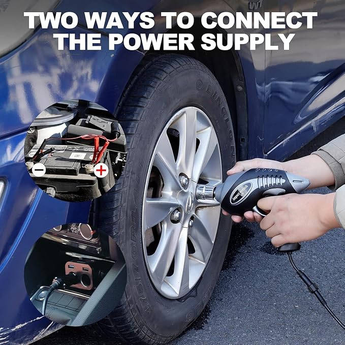 Electric Car Jack Kit 5 Ton 12V Floor Jack with Impact Wrench and Tire Inflator Pump Portable Hydraulic Car Jack for SUV Sedans Tire Change with LED Light, Lifting Height 6 to 17.7 Inch (Black)
