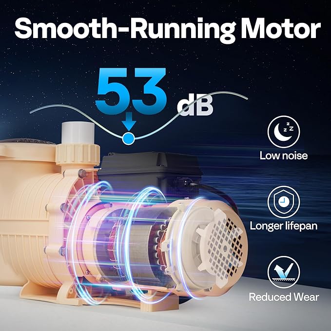 VIVOHOME 2.0HP 115V Variable Speed Pool Pump, Self-Priming Energy Saving, 1.5" & 2" Inlet w/Strainer Basket for in/Above Ground Pools