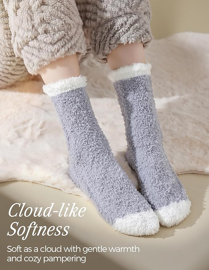 TEHOOK Warm & Cozy Gifts for Women, Fluffy Fuzzy Plush Sleeping Slipper Socks - Soft Warm Fabric