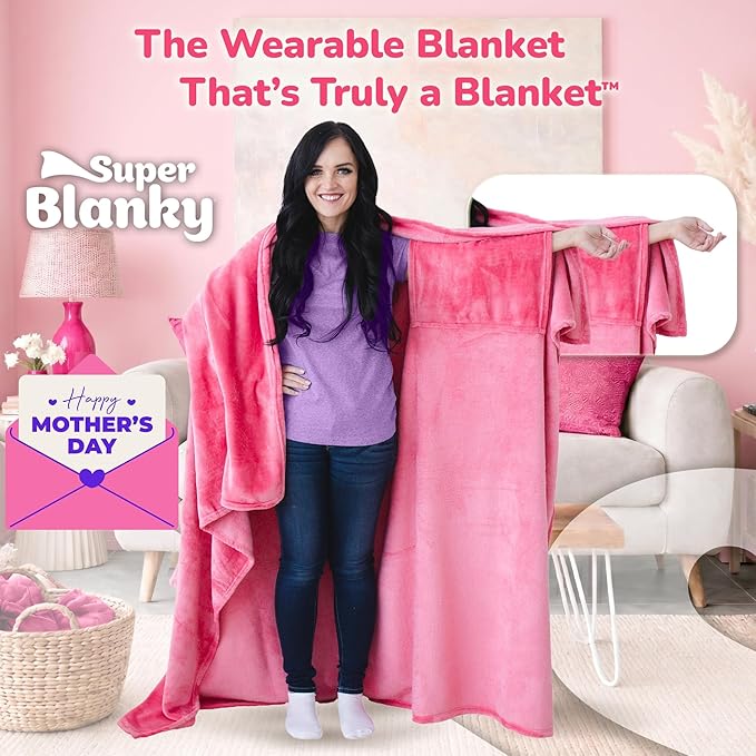 Super Blanky Wearable Blankets for Women, Adult Wearable Blanket Men, Mother's Day Gifts for Her, Wife Birthday Gift Ideas