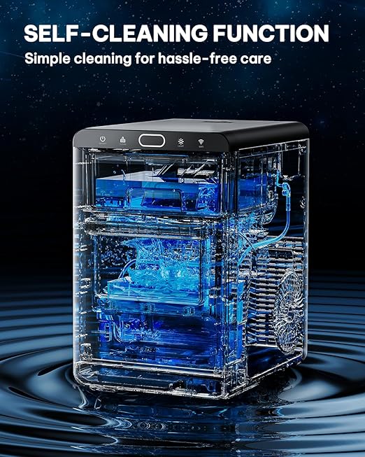 Silonn Nugget Ice Maker Countertop with WiFi Function - 44lbs/24h Crushed Ice Machine, Front Pull-Out Water Tank & Removable Basket, Stainless Steel Finish for Home Kitchen