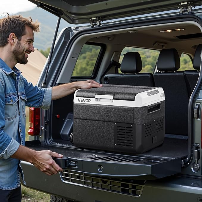 VEVOR 12 Volt Car Refrigerator, 26.4QT/25L Car Fridge, Portable Electric Freezer with -4℉ to 68℉ Adjustable Temp, 12/24V DC and 100-240V AC Compressor Cooler for Outdoor, Camping, RV
