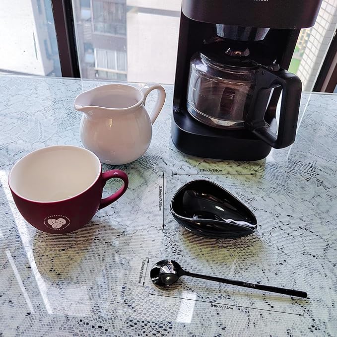 Ture Small Mini Ceramic Spoon Rest: Coffee Teaspoon & Bar Spoon Holder Kit, Black & Black (sic) - Coffee Bar Accessories