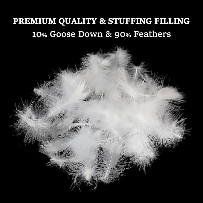 MOOX Down Feathers Pillow Filling Stuffing with 10% Goose Down 90% Feather Fluffy Blend Fill DIY Upholstery Crafts for Couch Cushions Bed Pillow Inserts Stuffing (2.0, Pounds)