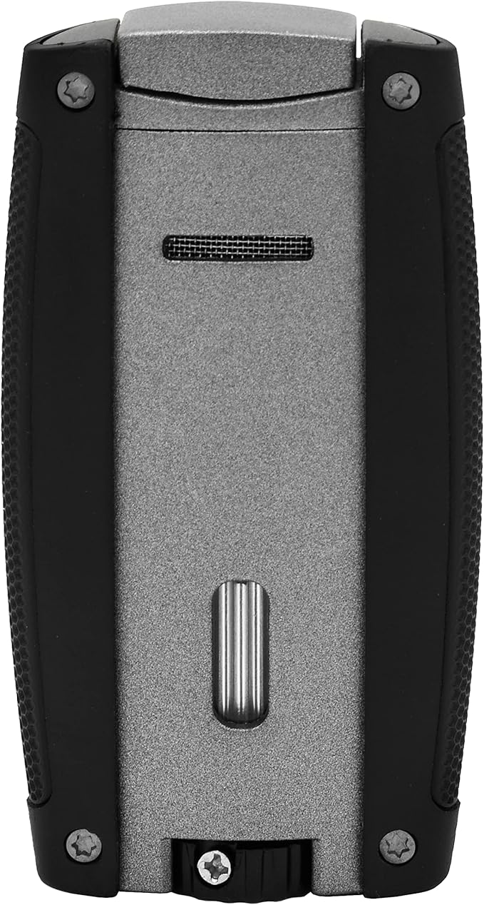 Xikar Turismo Double Jet Flame Cigar Lighter, Attractive Gift Box, Pocket-Friendly, Protective Flip-Lid, Over-Sized Fuel Tank, Matte Gray