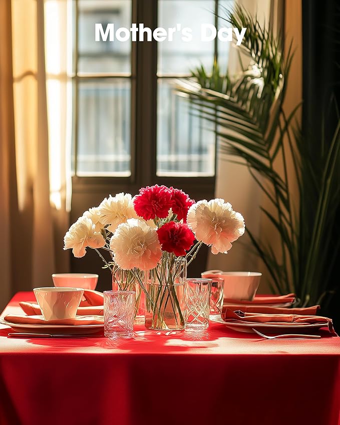 Pureegg Plastic Table Cloth Disposable 20 Pack, 54 x 108 Inch Table Cloths, Valentines Day, Thanksgiving, Christmas Decorations, Fall Tablecloths, Rectangle, Plastic Cover, Leakproof & Sturdy, Red