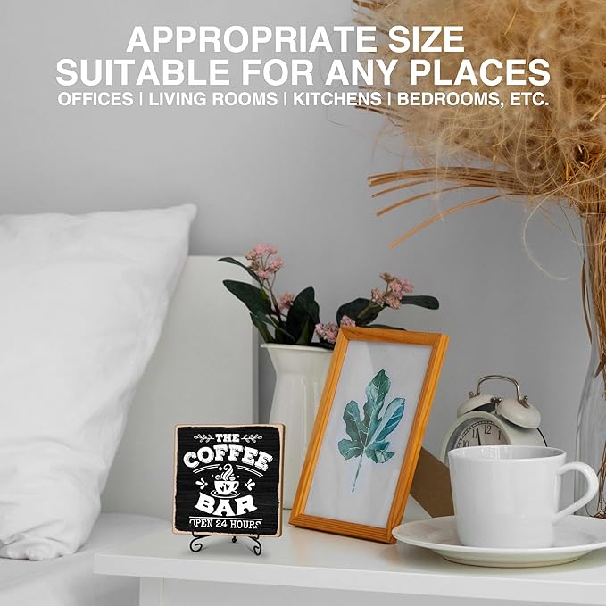 Coffee Bar 24-Hour Open Decor Signs, Coffee Station Accessories, Themed Gifts (H25)