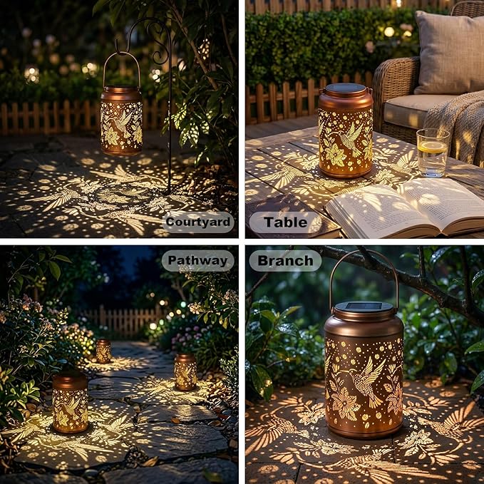 Mothers Day Gifts for Mom Grandma - Birthday Day Gifts for Women, Hummingbird Solar Lantern Outdoor Waterproof, Garden Decor