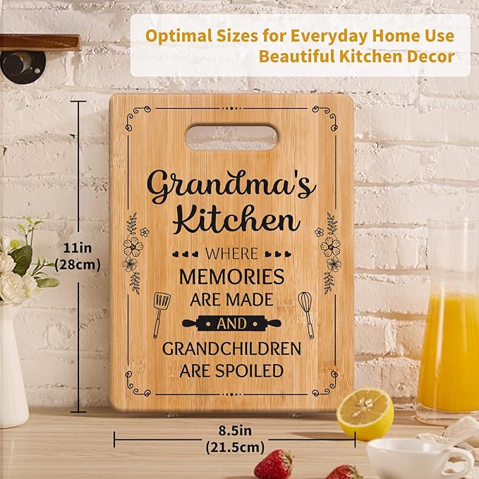 Grandma Gifts, Grandma Mothers Day Gift, Unique Grandma's Cutting Board, Best Christmas Birthday Gifts for Grandmother Nana Granny from Granddaughter Grandson