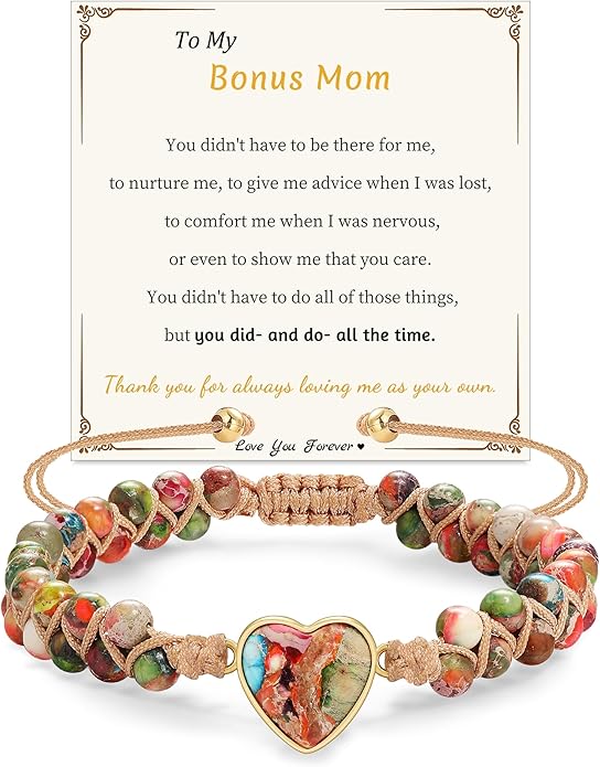 Mothers Day Gifts for Daughter Granddaughter, To My Mom Grandma Wife Girlfriend Sister Jasper Heart Bracelets Birthday Anniversary Christmas Stocking Stuffers Valentines Day Jewelry