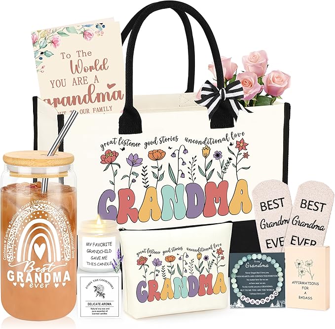 DOGMEM Mothers Day Gifts for Grandma, Gifts for Grandma Birthday Grandma Gift Set from Granddaughter Grandson Grandchildren Grandkids, Mothers Day Gifts Grandma