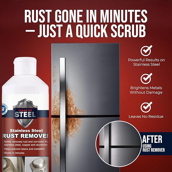 CLEAN MY STEEL Stainless Steel Rust Remover and Stain Cleaner Innoshine B570| 1 Liter | NSF Certified | Commercial & Industrial Grade