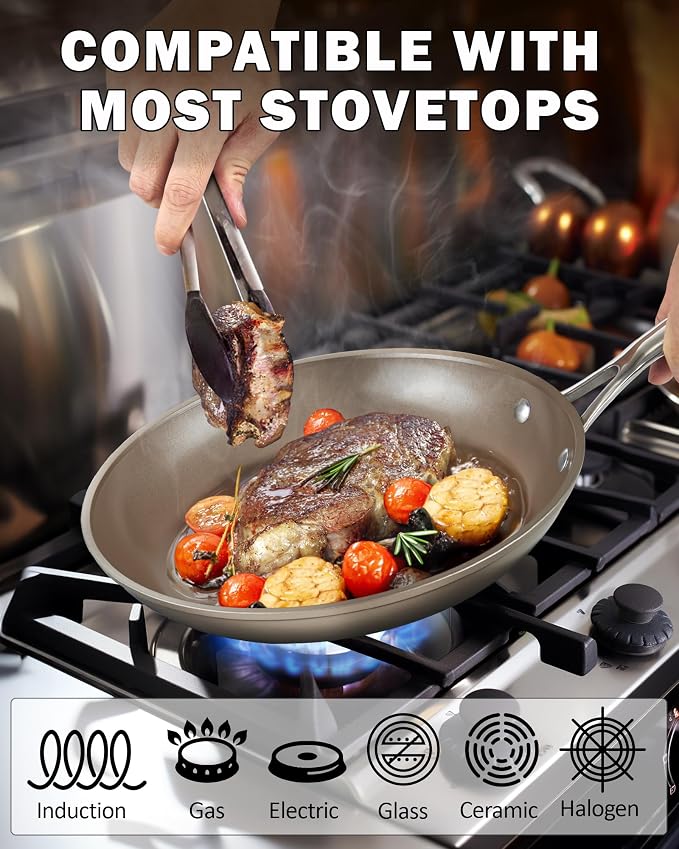 Cooks Standard Classic 10.5 Inch Hard Anodized Nonstick Frying Pan | Ceramic Cookware Skillet Egg & Omelet Pan, Induction, Compatible with Most Stovetops, Bronze