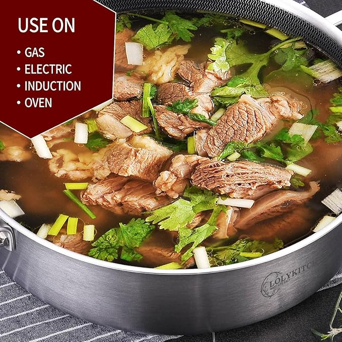 LOLYKITCH 6QT Tri-Ply Stainless Steel Sauté Pan with Lid + 8" Nonstick Fry Pan Set, Detachable Handle, Induction Compatible, Oven-Safe, PFOA-Free Cookware for Searing, Frying & Everyday Cooking