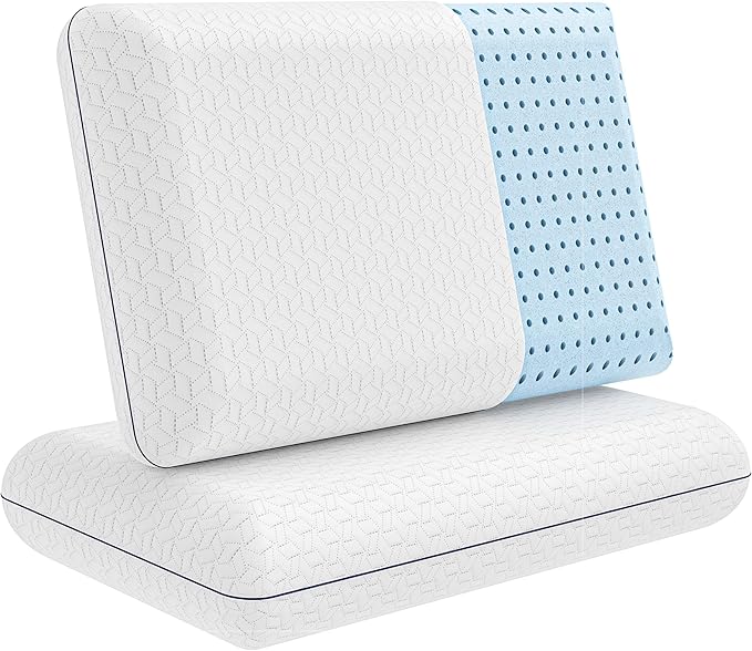 Cooling Gel Memory Foam Pillow - 2-Pack - King Size Bed Pillows For Sleeping - Firm Pillow - Back, Stomach and Side Sleeper Pillow - Shoulder & Back Pain Relief - Washable , Bamboo Viscose Cover