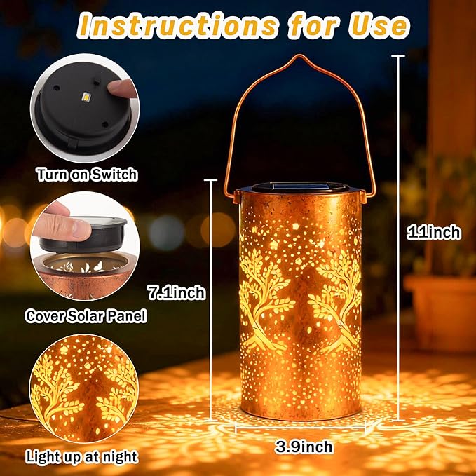 ANYTALK Tree of Life Solar Lanterns Outdoor Waterproof, Birthday Gifts for Women Mom Grandma, Hanging Solar Lights for Yard, Patio, Porch, Garden Decor, Christmas Gifts for Her/Him