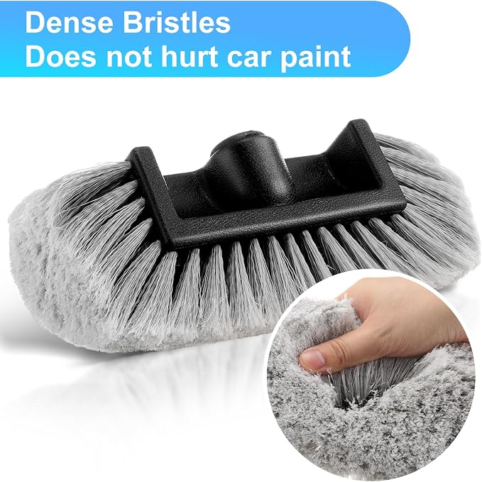 Tanlade 2 Pcs Car Wash Brush Head with Soft Detailing Bristle Flow Through Car Cleaning Brush Exterior Wash Equipment for Auto Truck RV Boat Camper(12 Inch,Gray)