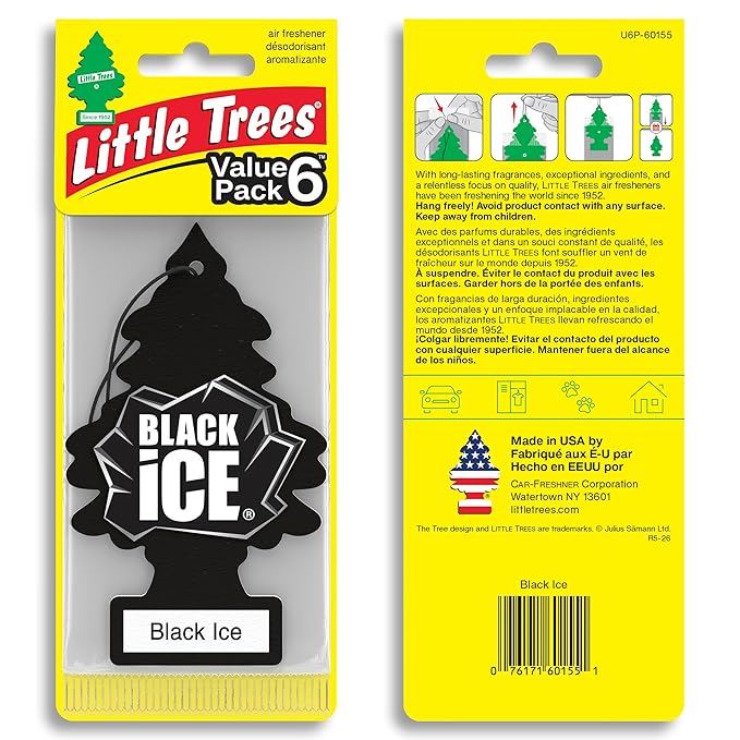 LITTLE TREES Car Air Freshener | Hanging Tree Provides Long Lasting Scent for Auto and Home | Black Ice, 24 Air Fresheners