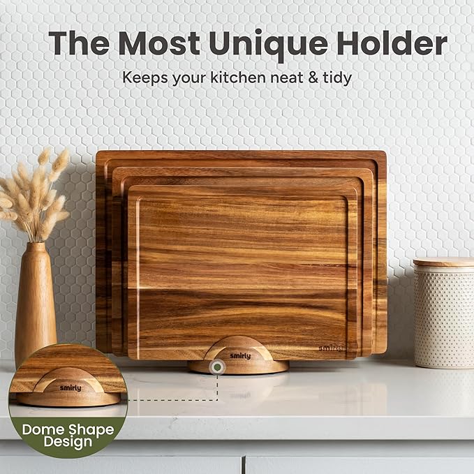 SMIRLY Wood Cutting Boards For Kitchen Meal Prep & Serving, Bamboo Cutting Board Set, Charcuterie Chopping Boards and Wooden Cutting Boards for Kitchen