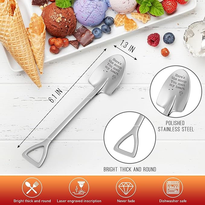 Funny Gag Ice Cream Shovel for Him Men Birthday Fathers Day Husband Dad, Easter Basket Stuffer for Ice Cream Lovers Boyfriend Girlfriend Wife Anniversary Mothers Day Ideas