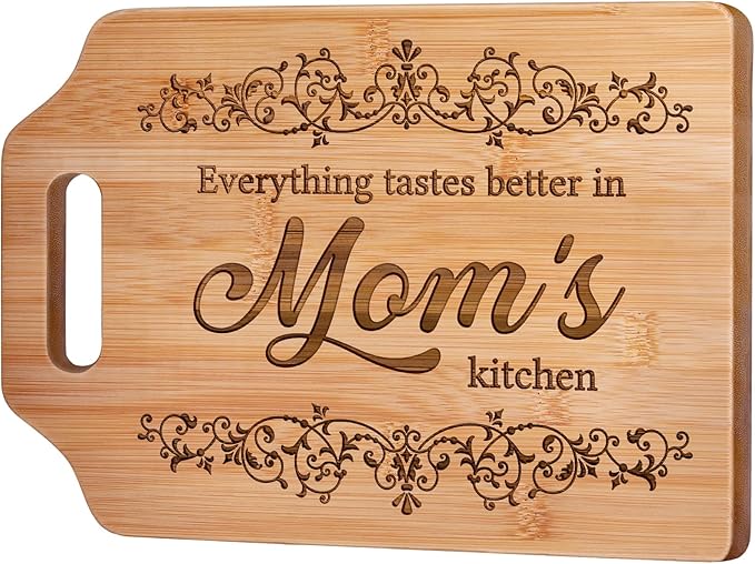 AceThrills Mothers Day Gifts for Mom Gifts, Mom Birthday Gifts for Moms from Daughter Son - Engraved Bamboo Cutting Board 12.3"L x 8.7"W x 0.4"Th