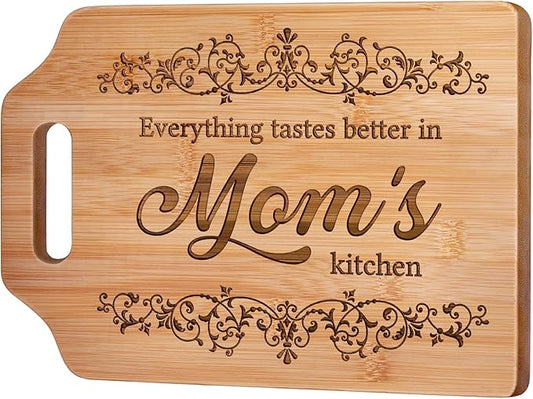 AceThrills Mothers Day Gifts for Mom Gifts, Mom Birthday Gifts for Moms from Daughter Son - Engraved Bamboo Cutting Board 12.3"L x 8.7"W x 0.4"Th