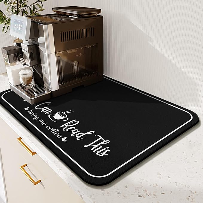 Coffee Bar Mat for Countertops 19inx12in,Absorbent Hide Stain Anti-Slip Cafe Bar Accessories Fit Under Coffee Machine Mat,Dish Drying mats for Kitchen Counter