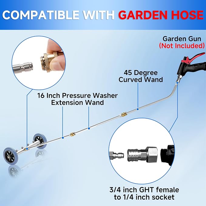 RIDGE WASHER 16 Inch Undercarriage Car Washer, Pressure Washer Under Car Cleaner with 3 Pcs Extension Wand, 4000 PSI