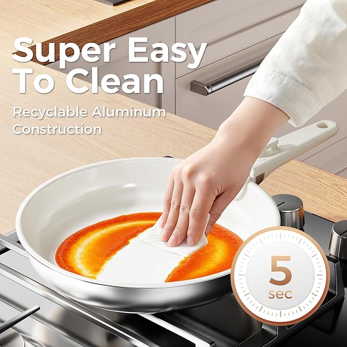 Sanho 21-Piece Pots and Pans Set, Healthy Ceramic Nonstick Cookware with Detachable Handles, Non-Toxic 4-Layer Stainless Steel & Aluminum Core, Induction RV Kitchen Set, Dishwasher & Oven Safe