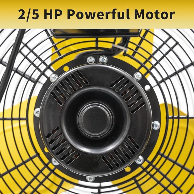 HiCFM 7900 CFM 24 inch Roll-About Tilt Stand Fan with Ball Bearing Powerful 2/5HP Motor, 9FT Cord, 180 Degree Tilting with Wheels for Industrial Use, UL Safety Listed