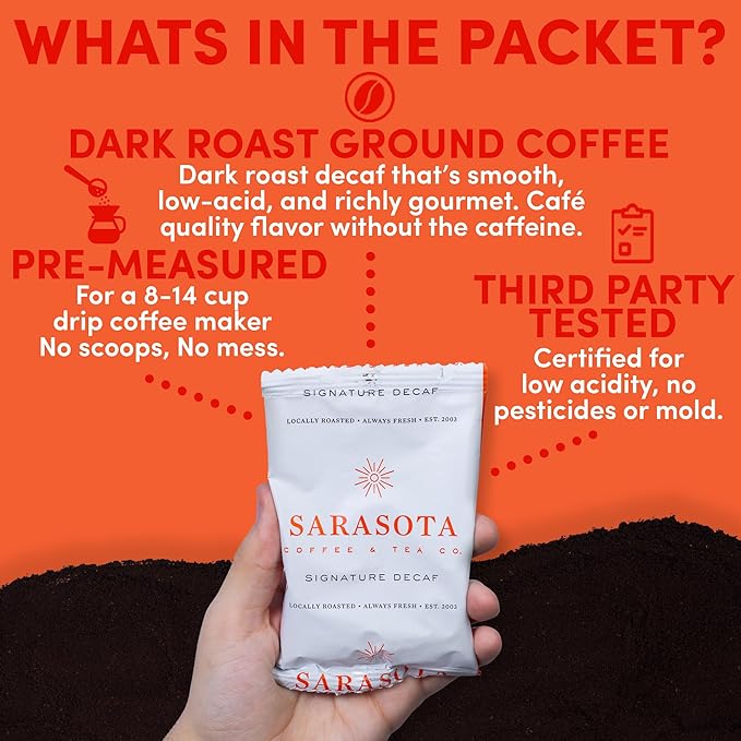 Coffee Packets – Bulk Decaf Fractional Packs Sampler Set, Gourmet Low Acid Mold Free 2 oz Single-Pot Pouches for 12 Cup Brewers, 100 Count Box – Sarasota