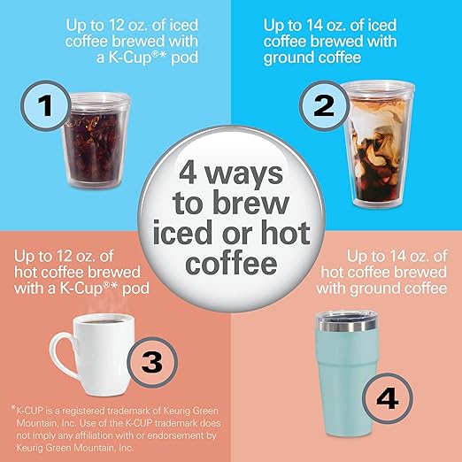 Hamilton Beach FlexBrew Advanced 4-in-1 Single Serve Hot & Iced Coffee Maker with Removable 45 oz. Water Reservoir, Use Pod Packs and Grounds, Fast Brewing, Black (49925)