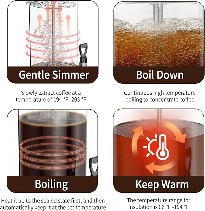 Commercial Coffee Urn Hot Beverage Dispenser Coffee Maker, Food-grade Plastic 26 L 170 Cups, Hot Chocolate Machine, Electric Percolator for Catering Hot Water for Hot Cocoa, Drink, Tea, Juice
