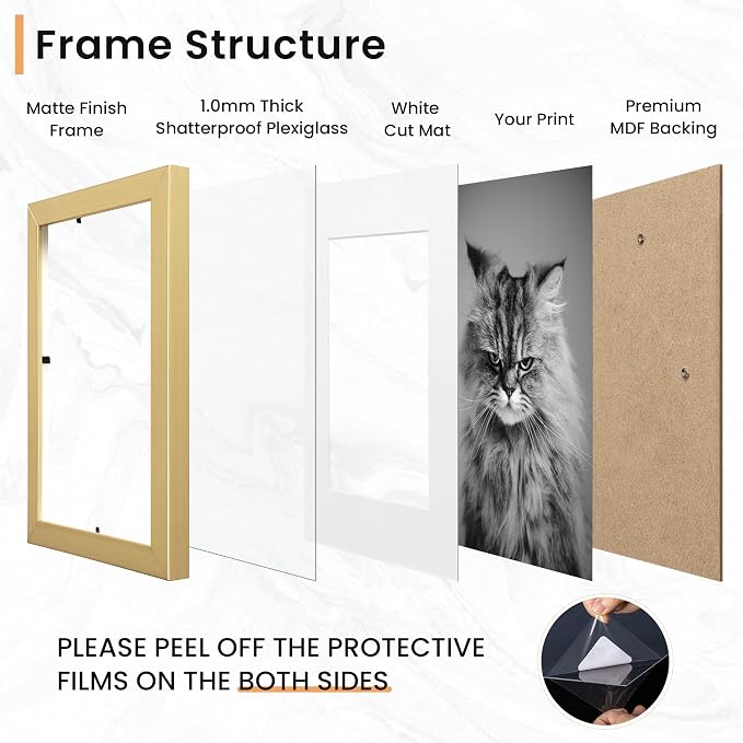 Venusmiles 15 Pack Picture Frames Collage Wall Decor, Gallery Frame Set for Wall Mounting or Tabletop Display, Multi Sizes Including 3pcs 8x10, 6pcs 5x7, 6pcs 4x6, Gold