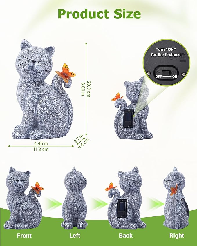 Nacome Cat Outdoor Statues for Garden: Outside Decor with Butterfly Clearance for Yard Art Lawn Ornaments Porch Patio Balcony Home House - Gifts for Mom Grandma Women