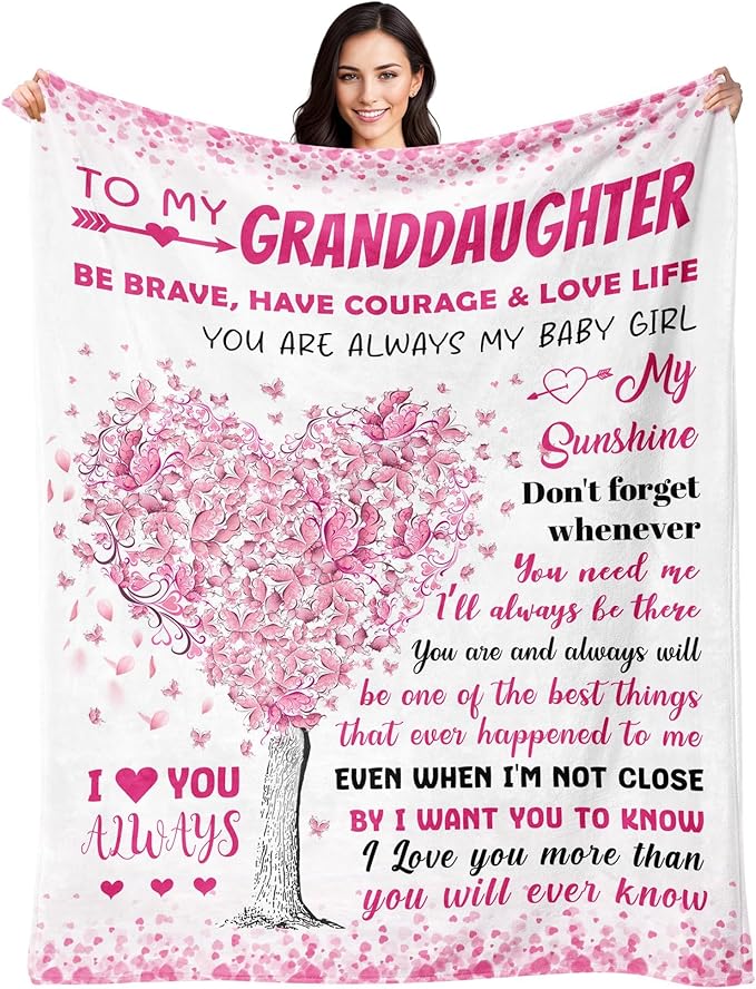 BAOERN Granddaughter Gifts from Grandma Grandpa - Mothers Day Blanket Gifts for Granddaughter - Granddaughters Birthday Gift - Gift for Teen Girls & Kids - to My Granddaughters Blanket 50"x60"