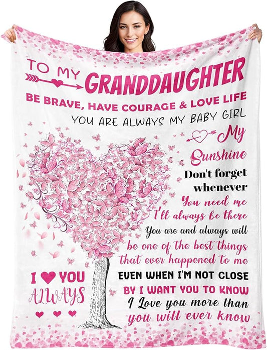 BAOERN Granddaughter Gifts from Grandma Grandpa - Mothers Day Blanket Gifts for Granddaughter - Granddaughters Birthday Gift - Gift for Teen Girls & Kids - to My Granddaughters Blanket 50"x60"