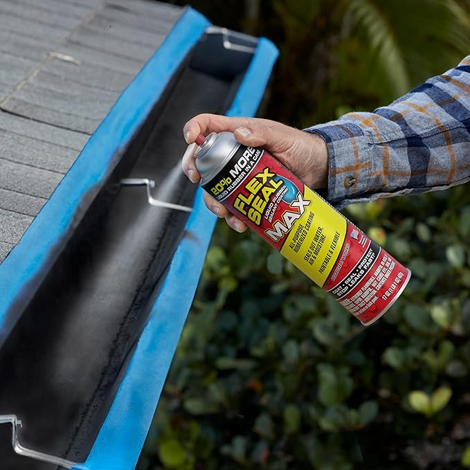 Flex Seal MAX, 17 oz, 1-Pack, Black, Stop Leaks Instantly, Waterproof Rubber Spray On Sealant Coating, Perfect for Gutters, Wood, RV, Campers, Roof Repair, Skylights, Windows, and More