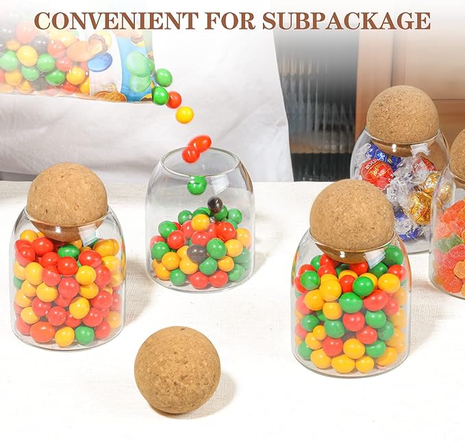 ComSaf 3 Pack 16oz Clear Decorative Glass Jars with Cork Ball Lid - Coffee Bar Kitchen Counter Bathroom Storage, Dishwasher Safe, Glass Canisters for Coffee Sugar Candy Storage - Home Decor & Gifting