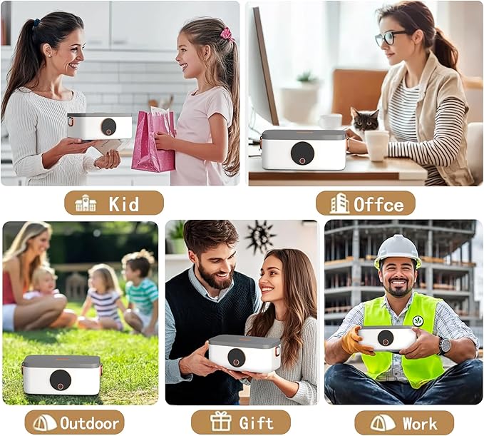 Portable Cordless Electric Heated Lunch Box for Adults,Heating Food Warmer Lunch Box,Rechargeable 16000mAh Battery,1000ml Capacity Inner Container,Lunchbox for Travel,Outdoor,Picnic,Office