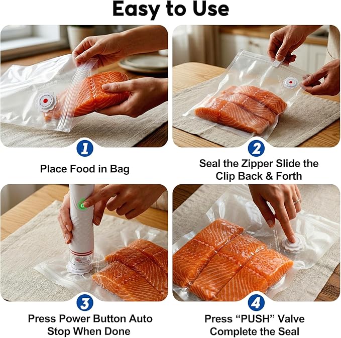 Compact Vacuum Sealer with 30 3rd-Gen Upgraded Reusable High Seal Bags, Powerful Handheld Vacuum Sealer Machine, Keeps Food Fresh Up to 6X Longer, Portable Meal Saver, Seal Meal Saver