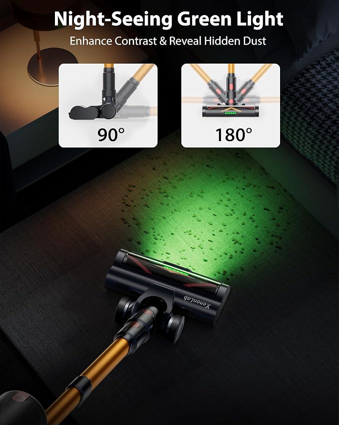 Cordless Vacuum Cleaner, 75Mins/55KPa/650W Freestanding Vacuum Cleaners for Home, with Anti-Static&Anti-Tangle Brush, LED Touch Screen, Stick Vacuum for Carpets, Pet Hair, Hardwood Floors