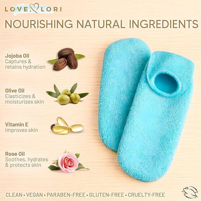Moisturizing Socks (Size 9-11) – Mothers Day Gifts for Mom - Infused with Vitamin E & JoJoba Oil - Gel Silicone Aloe Foot Care Socks - Spa Self Care Gifts for Women