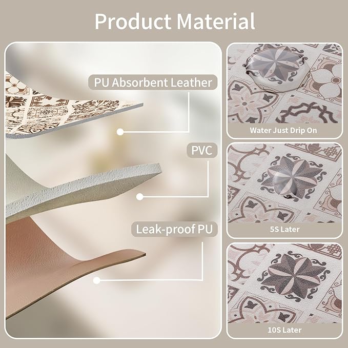 Absorbent Holiday Plate Drainer Pad Boho Coffee Bar Mats for Counter Top Non-slip Gift for Kitchen Decor (Elegant Mosaic A)