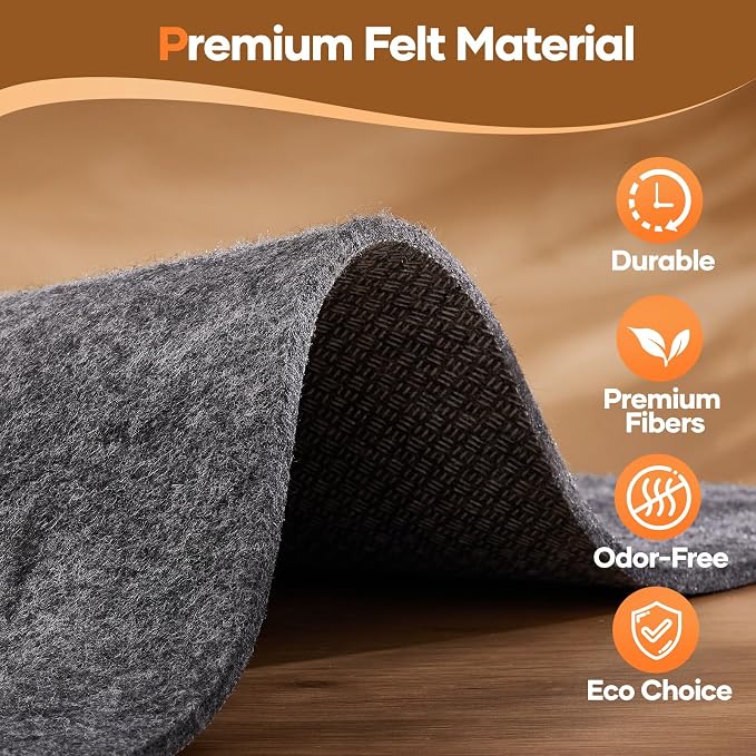 Veken Non Slip Cushioned Rug Pad Gripper, Felt and Silicone Backing, Carpet Liner Protector Mat for Area Rugs and Hardwood Floors, Keep Rugs Safe and in Place, 2 x 3 Ft 1/8 inch Thick