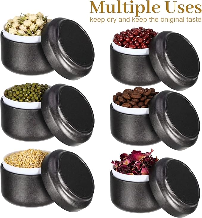 Suclain 50 Pack Small Tea Tin Canisters Bulk with Airtight Double Lids 3.4 oz Mini Leaf Tea Storage Containers Round Metal Tinplate Kitchen Teas Tin Can Box for Loose Teas Coffee Herbs Spices(Gray)